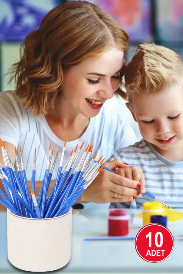 10'lu Sivri Uçlu Boya Fırçası Seti – Etkinlik, Hobi, Kutlama ve Sanatsal Çalışmalar İçin Uygun